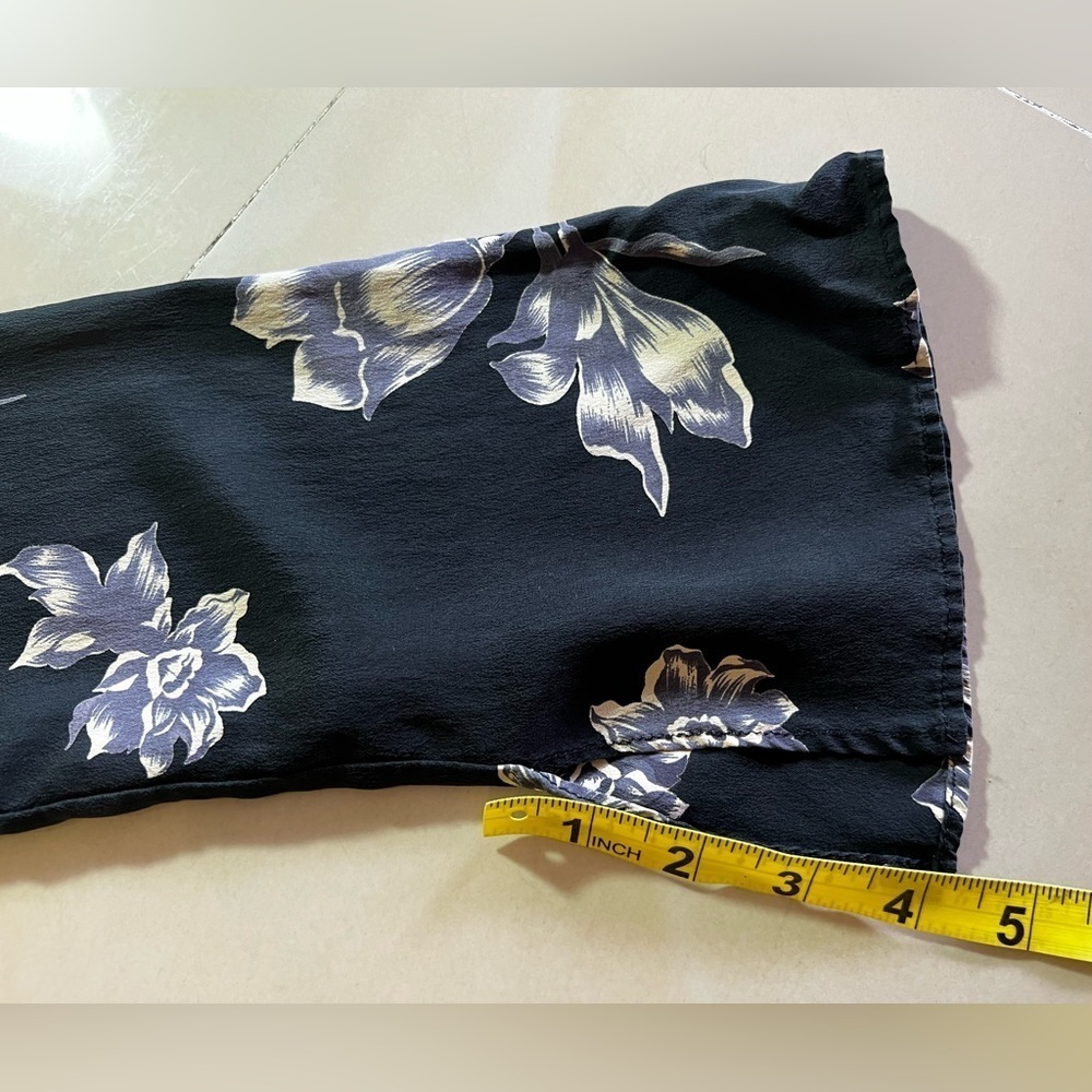 DASLU SAO PAOLO BLOUSE 100*% SILK black floral long sleeve LIGHTWEIGHT top Ss M - Picture 8 of 16